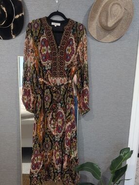 Boho Floral Long Sleeve Maxi Dress - Multicolor- Derhy